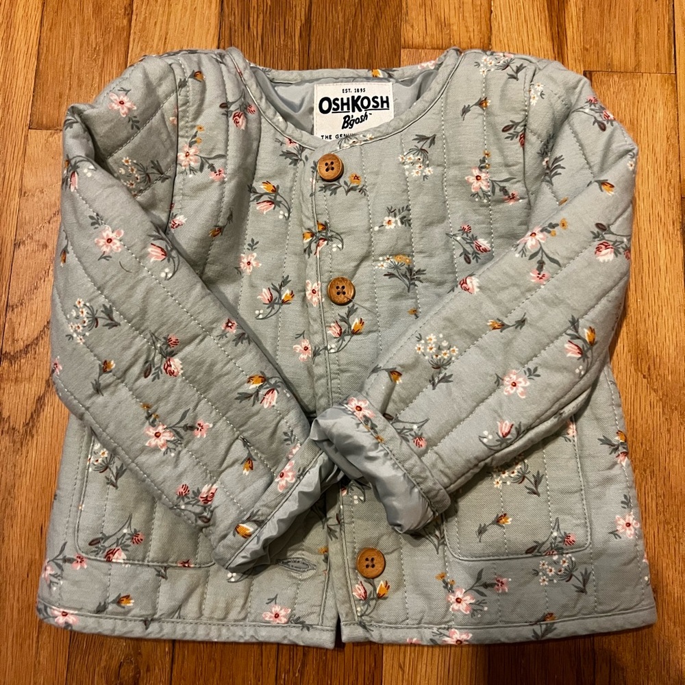 Oshkosh Quilted Girls Button Coat. Size 2T. New, without tags. Light green
